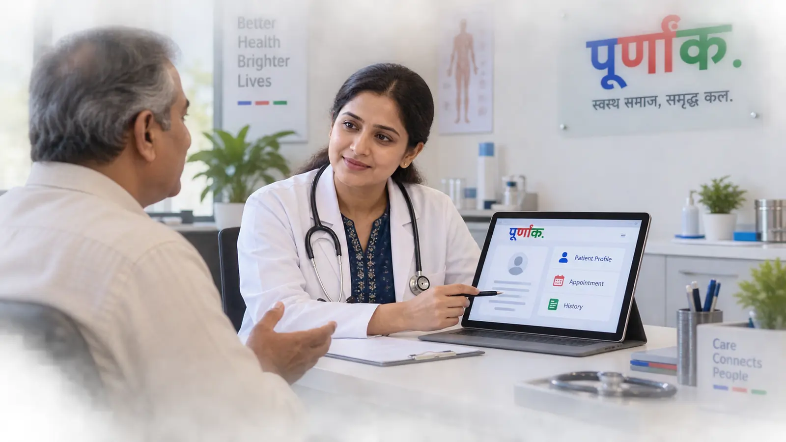 Doctor reviewing a patient's profile and history on Purnank